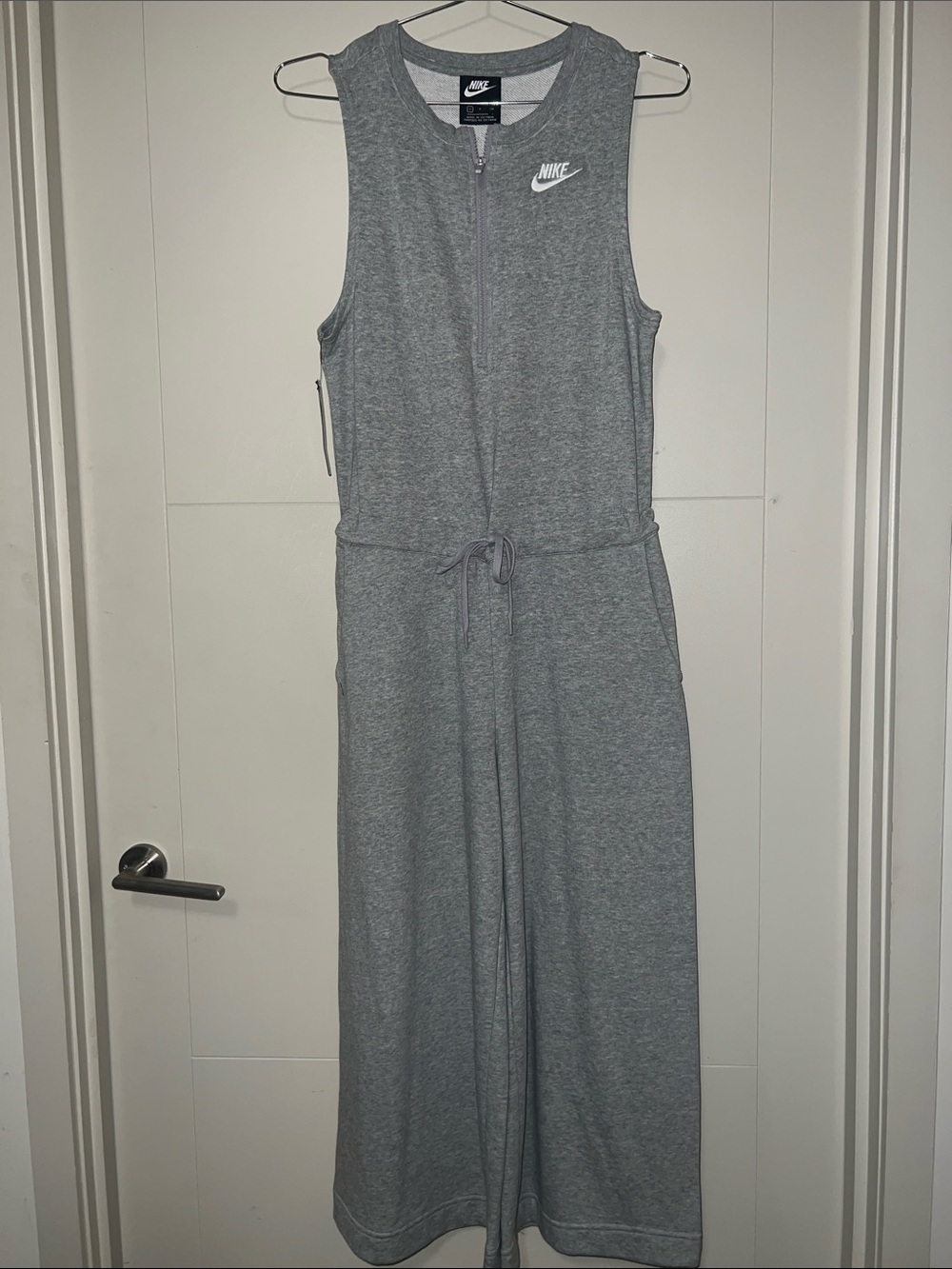 Nike Gray Sleeveless Zip-Front Cropped One-Piece